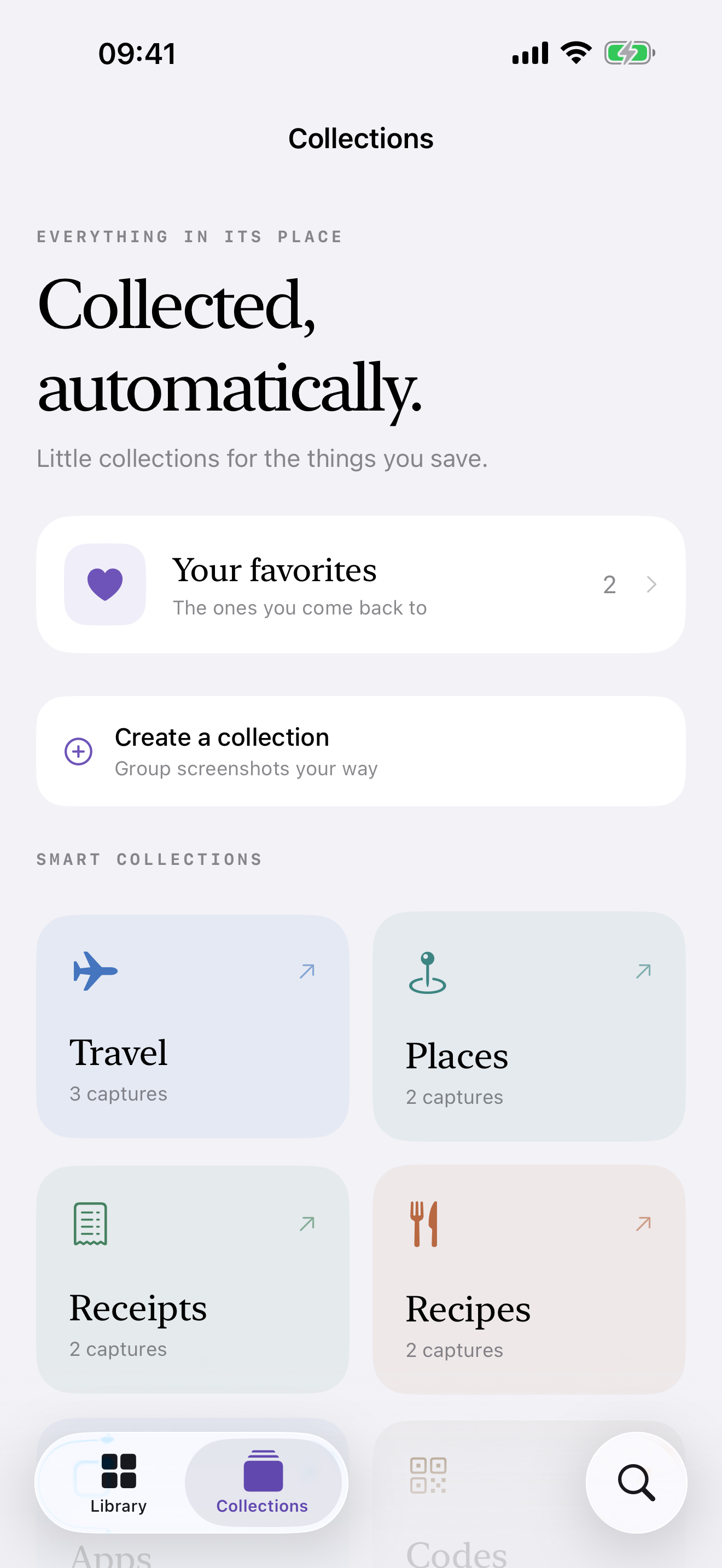 Automatic collections on iPhone