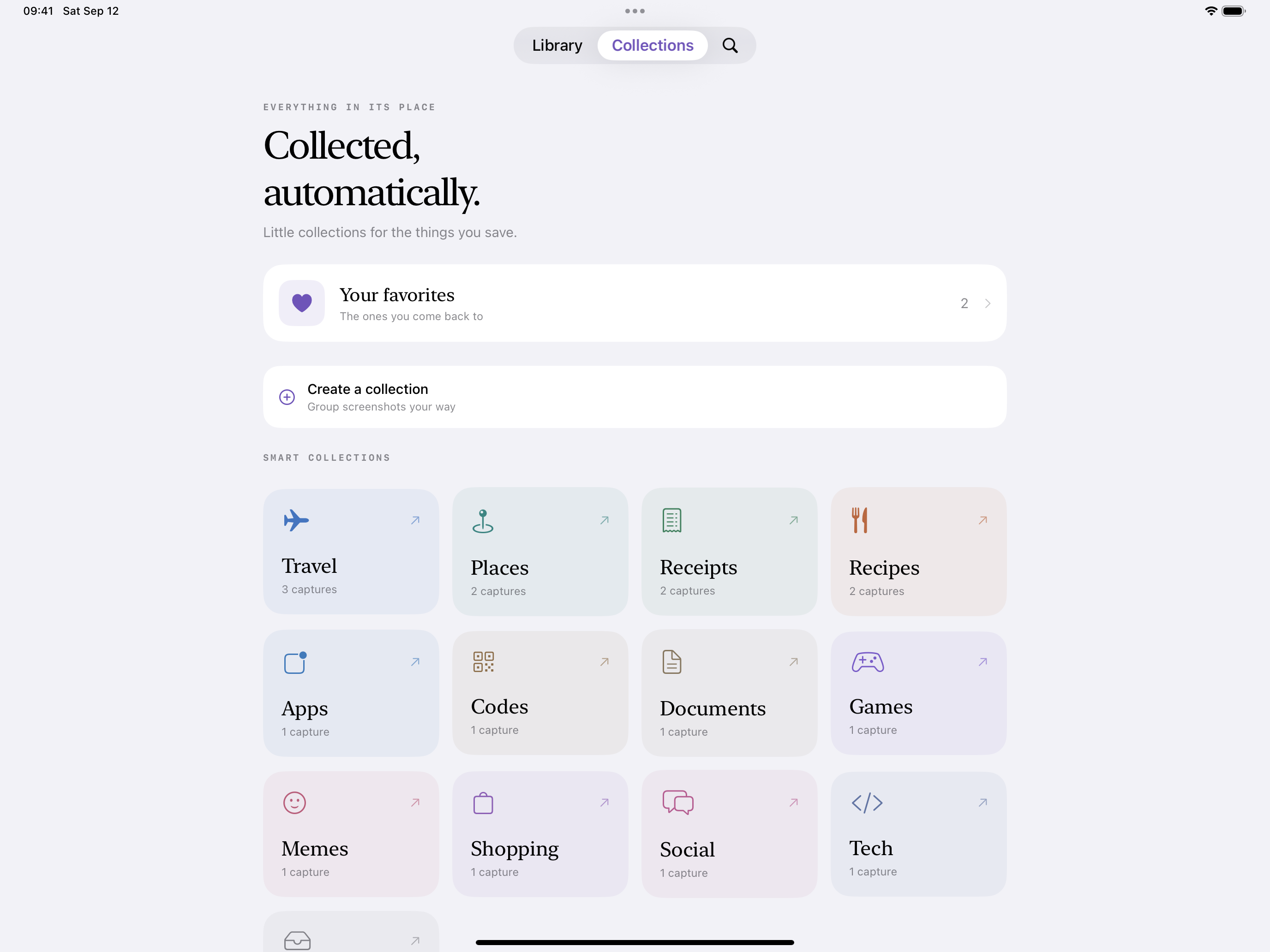 Automatic collections on iPad in landscape